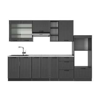 Cuisine Fame-line 56693 Gris Foncé 280cm , Pt Marbre