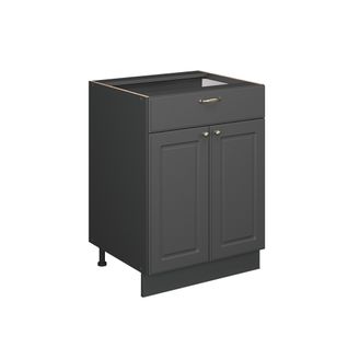 Meuble Cuisine Fame-line 56741 Anthrazit-gold Landhaus 60cm Avec Tiroir, Pt Chêne