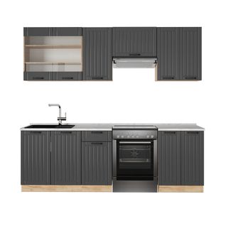 Cuisine Fame-line 56774 Gris Foncé 240cm , Pt Marbre
