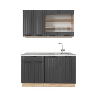 Cuisine Fame-line 56781 Gris Foncé 140cm , Pt Marbre