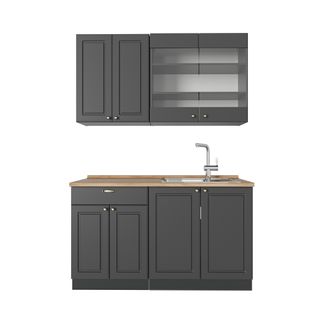 Cuisine Fame-line 56820 Anthrazit-gold Landhaus 140cm , Pt Chêne