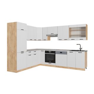 Cuisine En Angle Fame-line 57017 Blanc Campagne 227x60cm , Pt Marbre