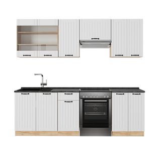 Cuisine Fame-line 57128 Blanc Campagne 240cm , Pt Anthracite