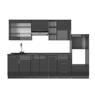 Cuisine Fame-line 57203 Anthracite Haute Brillance 280cm Sans Pt
