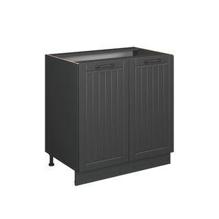 Meuble Bas Sous-évier Fame-line 57215 Gris Foncé 80cm Avec Étagère, Sans Pt