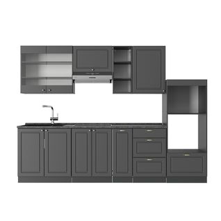 Cuisine Fame-line 57243 Anthrazit-gold Landhaus 280cm , Pt Anthracite