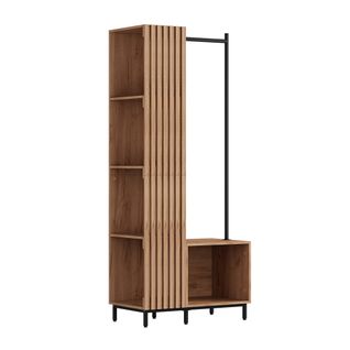 Vestiaire Zinto 57432 Chêne De Force Doré 80x187cm Avec 5 Compartiments De Rangement