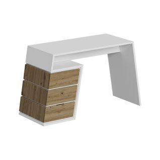 Bureau Okaro 57466 Blanc/chêne 105x50cm Avec 3 Tiroirs