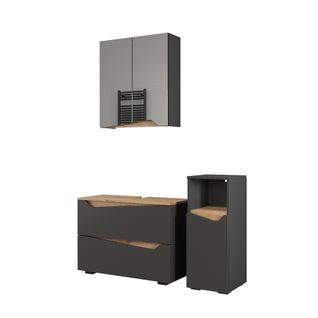 Meubles Bain Marelle 57521 Anthracite 3 Parties Avec Armoire Midi