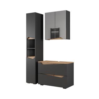 Meubles Bain Marelle 57522 Anthracite 3 Parties Avec Meuble Haut