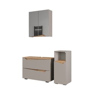 Meubles Bain Marelle 57525 Grège 3 Parties Avec Armoire Midi