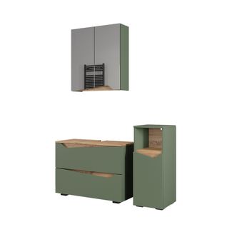 Meubles Bain Marelle 57529 Vert/artisan 3 Parties Avec Armoire Midi