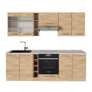 Cuisine Fame-line 57548 Chêne De Force Doré 235cm , Pt Marbre