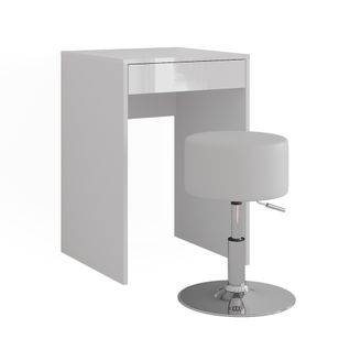 Coiffeuse Sherry 57672 Blanc/blanc Brillant 51.4cm Avec Tabouret