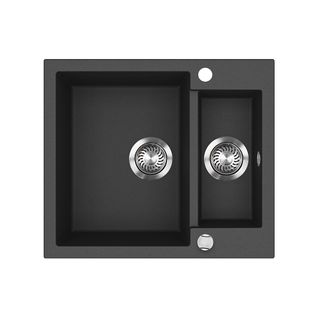 Evier Prag 57778 Noir 58x50cm Avec 2 Éviers