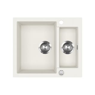 Evier Prag 57779 Blanc 58x50cm Avec 2 Éviers