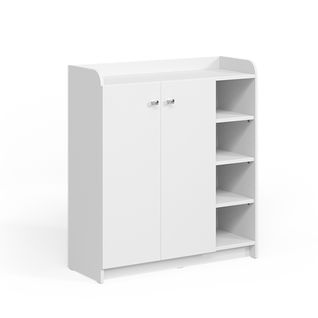 Armoire à Chaussures Moritz 57836 Blanc 83x91.4cm Avec 2 Portes