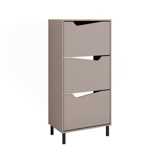 Benne à Chaussures Marelle, Greige/artisan, 60x129.5cm Avec 3 Compartiments