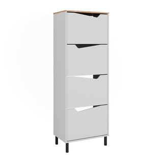 Benne à Chaussures Marelle, Blanc/artisan, 60x167.4cm Avec 4 Compartiments