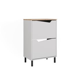 Benne à Chaussures Marelle, Blanc/artisan, 60x91.6cm Avec 2 Compartiments