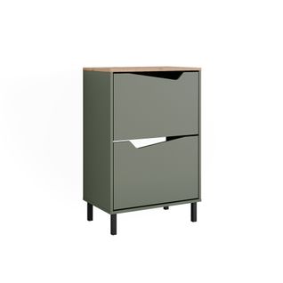 Benne à Chaussures Marelle, Vert/artisan, 60x91.6cm Avec 2 Compartiments