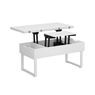 Table Basse Lifty 57892 Blanc 100x50cm Avec Fonction Ascenseur