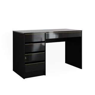Bureau Sherry 57921 Noir Haute Brillance 55x120cm Avec Tiroirs