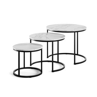 Set De Tables Basses Montreal 57928 Blanc/noir 55x55cm 3 Pièces