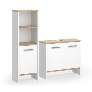 Meubles Bain Karli 57973 Chêne Blanc/force De Lor 2 Parties