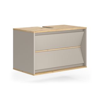 Meuble Sous Vasque Simple Edelin, Cachemire, 80x50cm Avec 2 Tiroirs