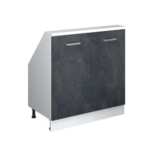 Meuble Sous Pente R-line 58086 Béton Noir 80cm Avec 2 Portes