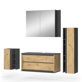 Meubles Bain Edelin 58290 Anthracite/artisan 4 Pièces