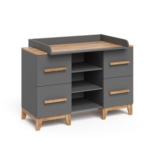 Table à Langer Malia 58350 Gris/artisan 133x98cm XL Avec 4 Tiroirs