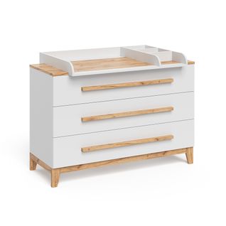 Table à Langer Malia 58355 Blanc/artisan 133.2x98cm Avec 3 Tiroirs