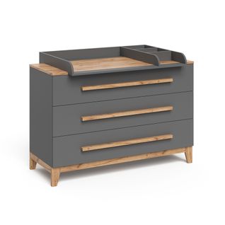 Table à Langer Malia 58356 Gris/artisan 133.2x98cm Avec 3 Tiroirs