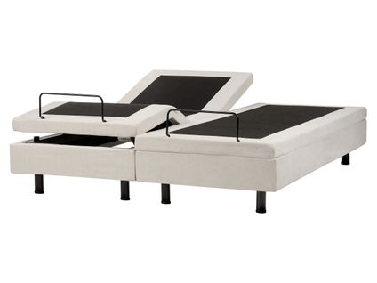 Lit Réglable Sans Tête De Lit Tissu Duke Ii 160 X 200 Cm Beige Clair