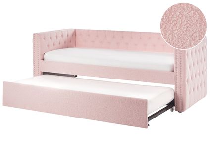 Lit Gigogne Bouclé Gassin 90 X 200 Cm Rose Pastel