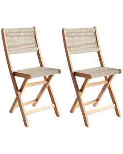 Lot De 2 Chaises De Jardin Prossedi Pliant Acacia Beige
