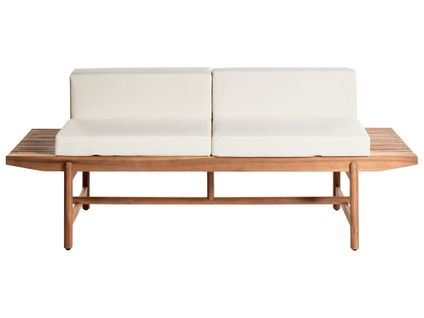Banc Avec Coussin D'assise Giaveno 210 Cm Acacia Blanc Cassé