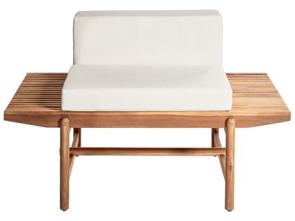 Banc Avec Coussin D'assise Giaveno 135 Cm Acacia Blanc Cassé