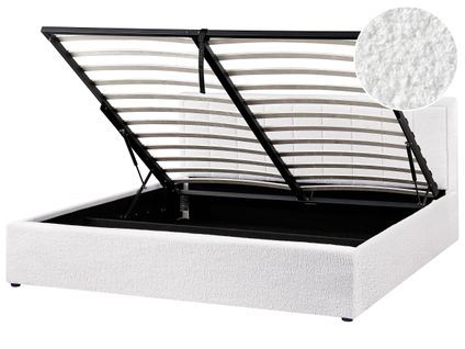Lit Ottoman Bouclé Montlaur 180 X 200 Cm Blanc