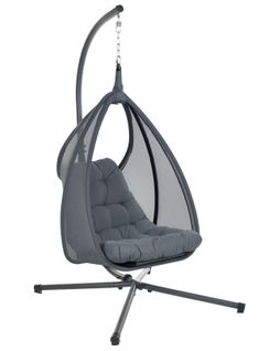 Fauteuil Suspendu Avec Support Avegno Tissu Gris Foncé