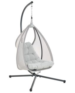 Fauteuil Suspendu Avec Support Avegno Tissu Gris Clair