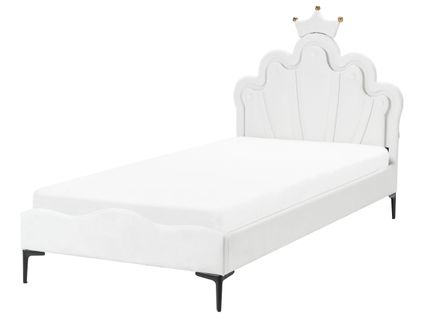Lit D'enfant Couronne Velours Rubian 90 X 200 Cm Avec Des Lumières LEDs Blanc