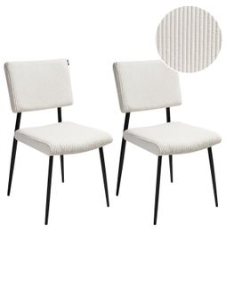 Lot De 2 Chaises De Salle à Manger Sturgis Velours Côtelé Blanc Cassé