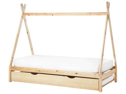 Lit Gigogne Enfant Bois De Pin Talmontiers 90 X 200 Cm Marron Clair