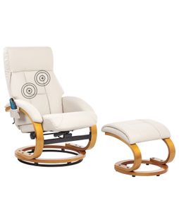 Fauteuil Massant Force Cuir Pu Beige Clair