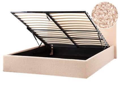 Lit Ottoman Bouclé Orbey 160 X 200 Cm Beige