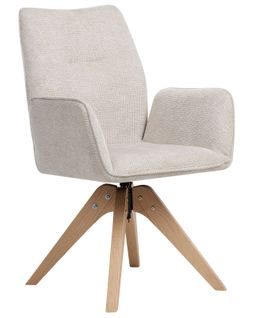 Chaise De Salle à Manger Mokena Lin Synthétique Beige Clair