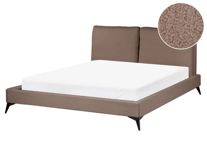 Lit Avec Sommier Bouclé Melle 160 X 200 Cm Marron